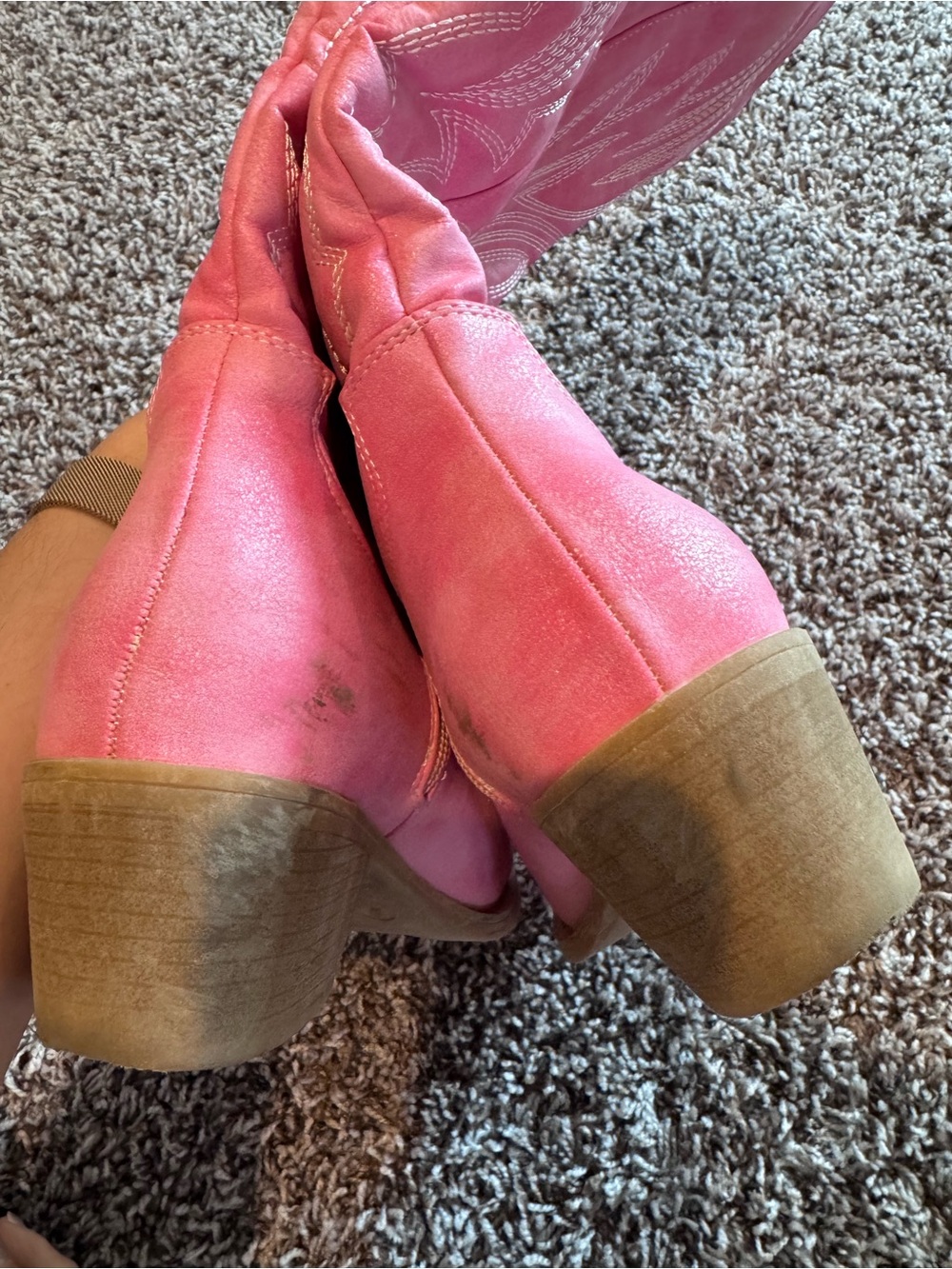 Pink Faux Leather Wester Cowboy Boots Barbie Cowboy Barbiecore 9 - Picture 10 of 11